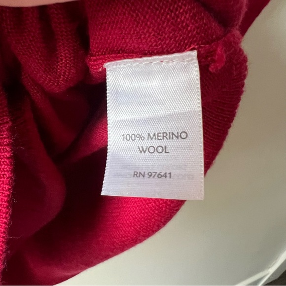 J.Jill 100% Merino Wool High Ribbed-Sleeves Sweater RED size Medium - Picture 8 of 15